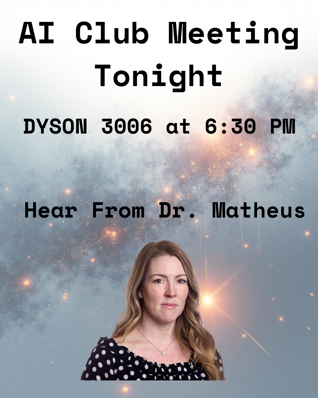 AI Club Tonight poster featuring Dr. Matheus