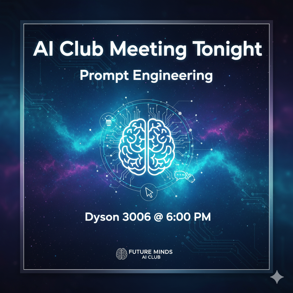 Prompt engineering AI Club meeting poster